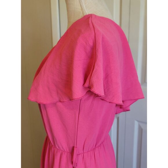 Kirundo Pink Maxi Dress Ruffle One Shoulder High Waist Split Small NWT - Picture 13 of 16